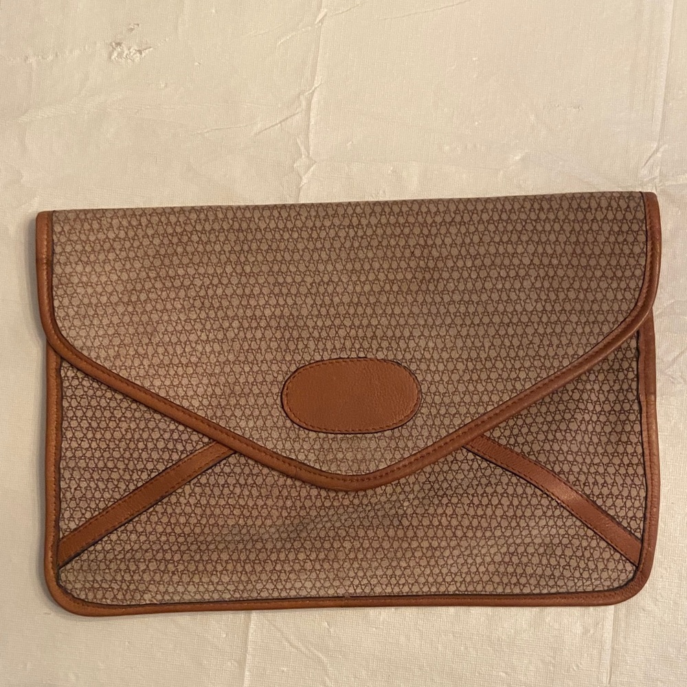 ALDANA Stylish Brown and Tan Large Envelope Clutch Made in Italy